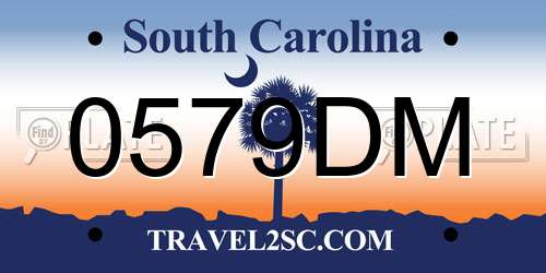 0579DM South Carolina License Plate