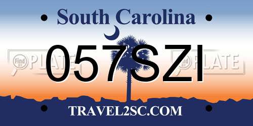 057SZI South Carolina License Plate