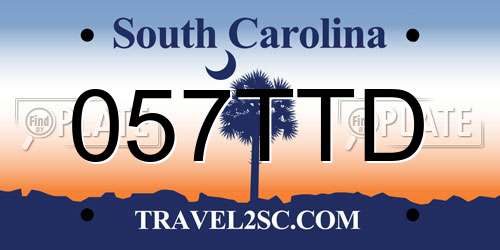 057TTD South Carolina License Plate