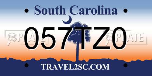 057TZ0 South Carolina License Plate