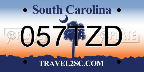 057TZD South Carolina License Plate