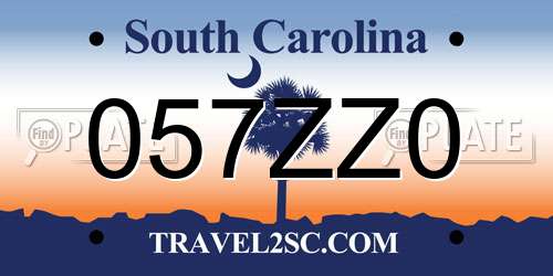 057ZZ0 South Carolina License Plate