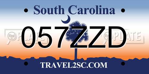 057ZZD South Carolina License Plate