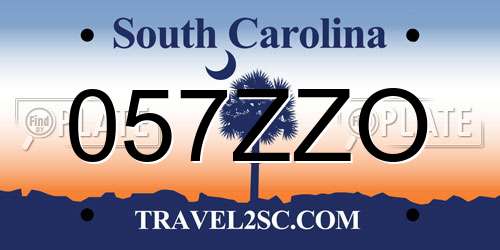 057ZZO South Carolina License Plate