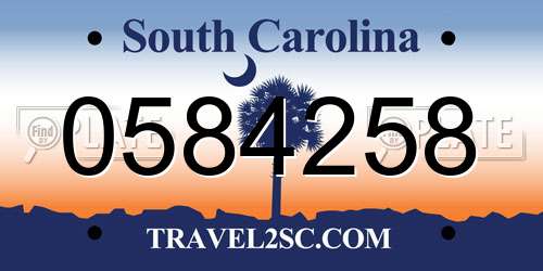 0584258 South Carolina License Plate