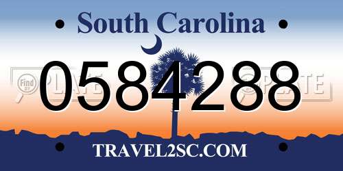 0584288 South Carolina License Plate