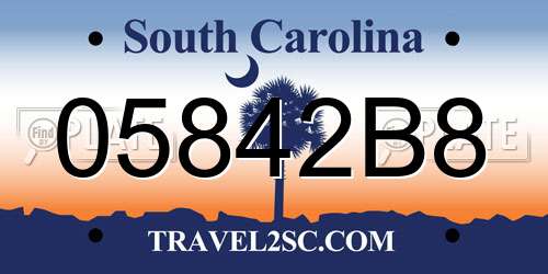 05842B8 South Carolina License Plate