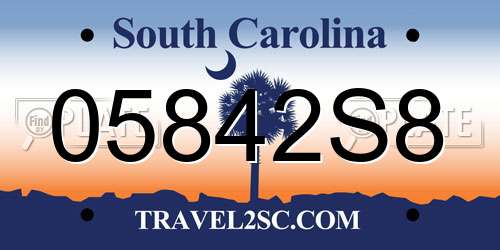 05842S8 South Carolina License Plate
