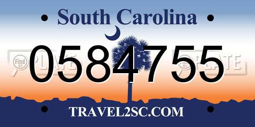 0584755 South Carolina License Plate