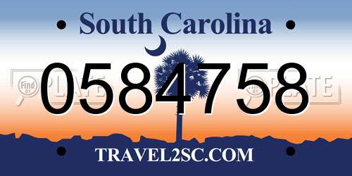 0584758 South Carolina License Plate