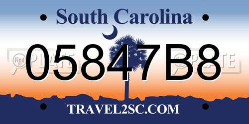 05847B8 South Carolina License Plate