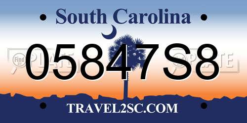05847S8 South Carolina License Plate