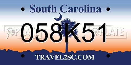 058K51 South Carolina License Plate