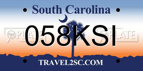 058KSI South Carolina License Plate