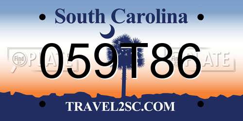 059T86 South Carolina License Plate