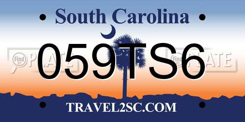 059TS6 South Carolina License Plate