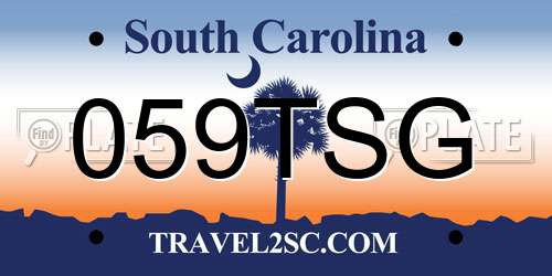 059TSG South Carolina License Plate