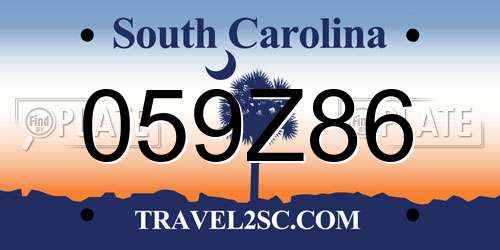 059Z86 South Carolina License Plate