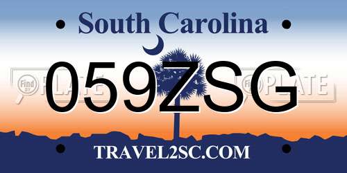059ZSG South Carolina License Plate
