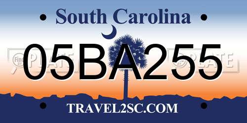 05BA255 South Carolina License Plate