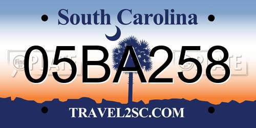 05BA258 South Carolina License Plate