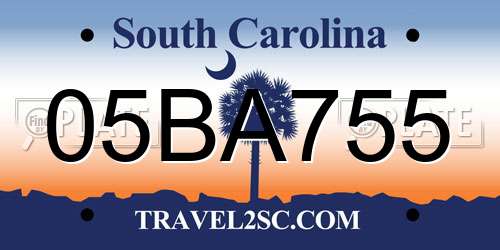 05BA755 South Carolina License Plate