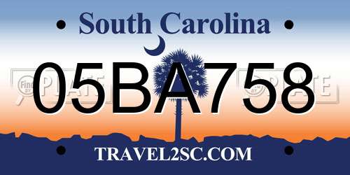05BA758 South Carolina License Plate