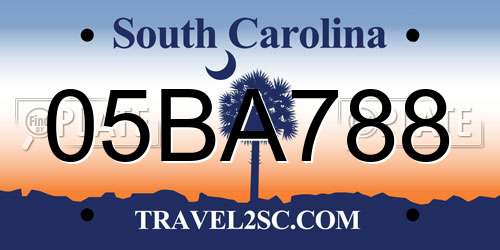 05BA788 South Carolina License Plate