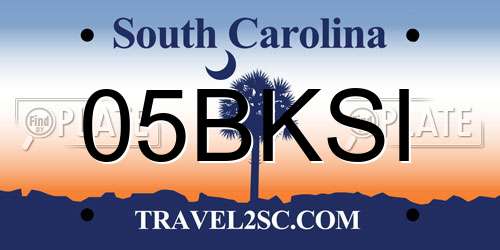 05BKSI South Carolina License Plate