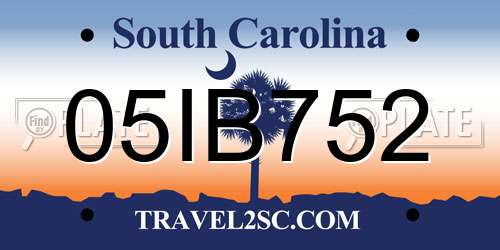 05IB752 South Carolina License Plate
