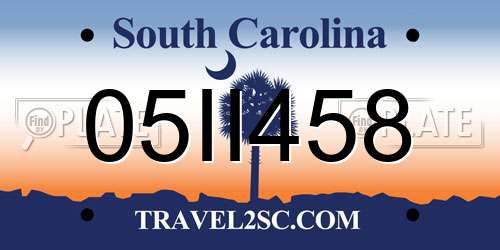 05II458 South Carolina License Plate