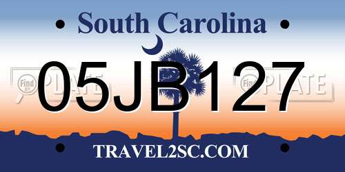 05JB127 South Carolina License Plate