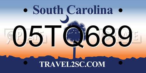 05TQ689 South Carolina License Plate