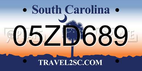 05ZD689 South Carolina License Plate