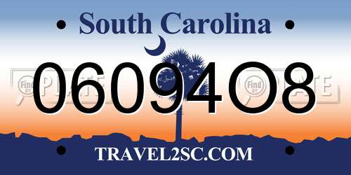 06094O8 South Carolina License Plate