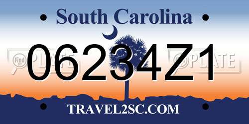 06234Z1 South Carolina License Plate