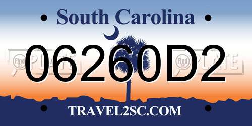 06260D2 South Carolina License Plate