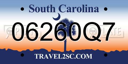 06260Q7 South Carolina License Plate