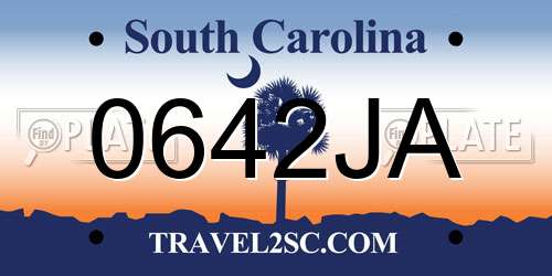0642JA South Carolina License Plate