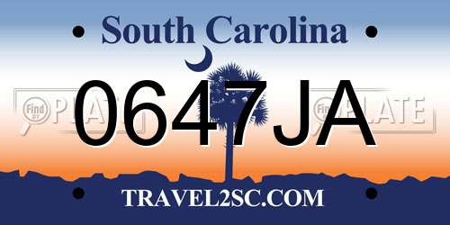 0647JA South Carolina License Plate