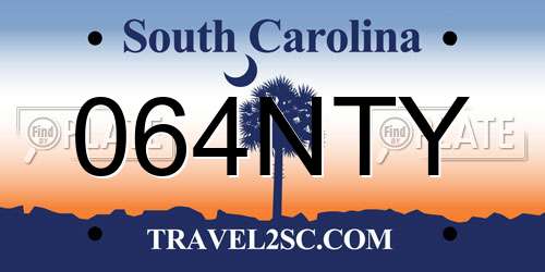 064NTY South Carolina License Plate