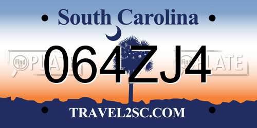 064ZJ4 South Carolina License Plate