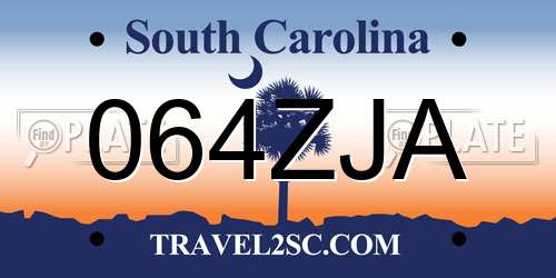 064ZJA South Carolina License Plate