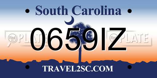 0659IZ South Carolina License Plate