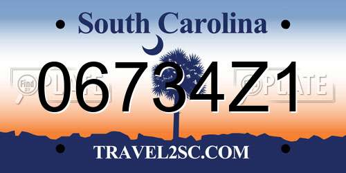 06734Z1 South Carolina License Plate