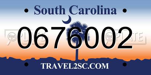 0676002 South Carolina License Plate