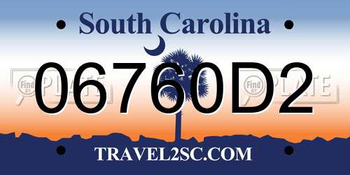 06760D2 South Carolina License Plate