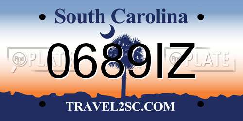 0689IZ South Carolina License Plate
