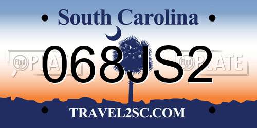 068JS2 South Carolina License Plate