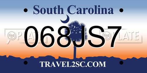 068JS7 South Carolina License Plate